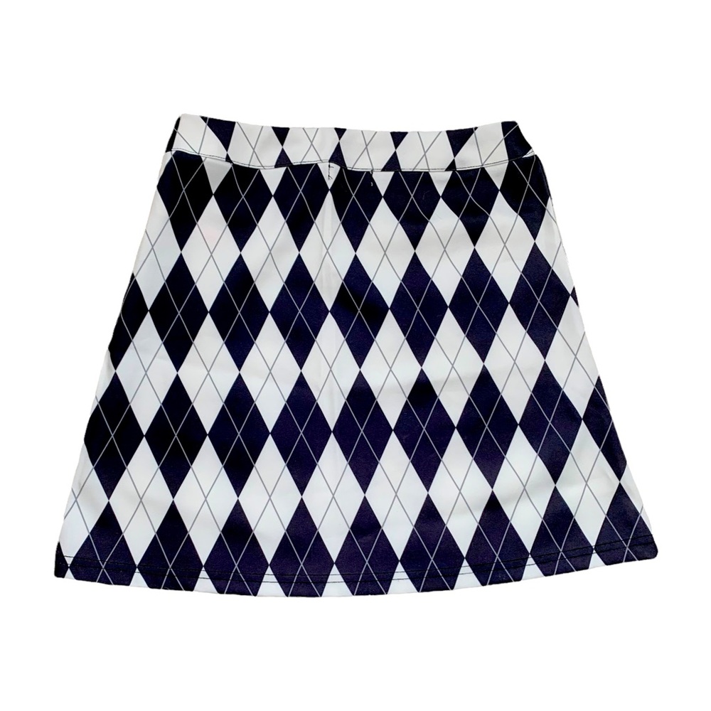 Golf print plaid mini skirt